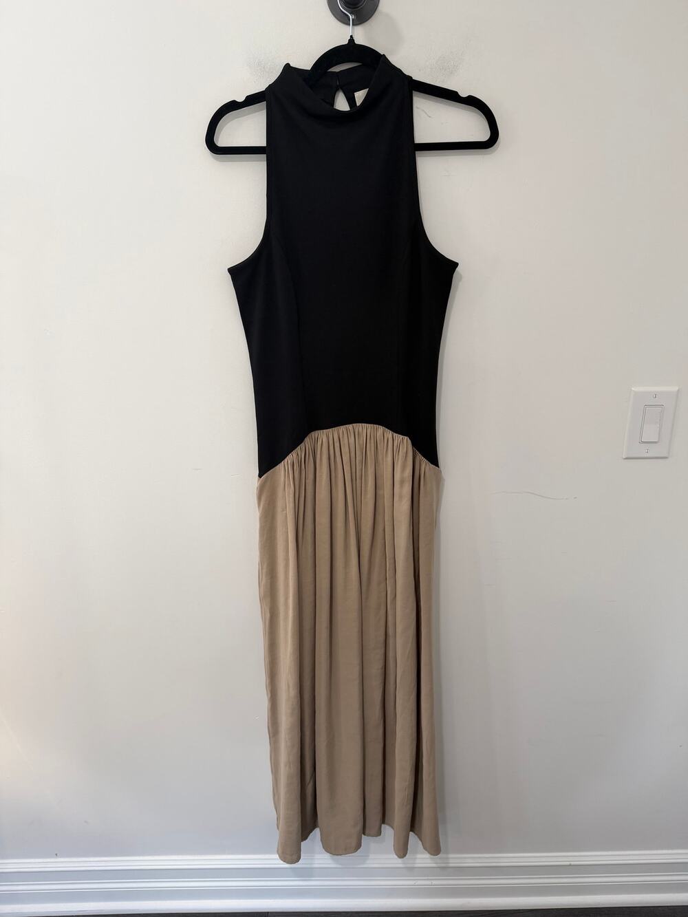 Maeve Dress Midi Length Black & Beige Size S